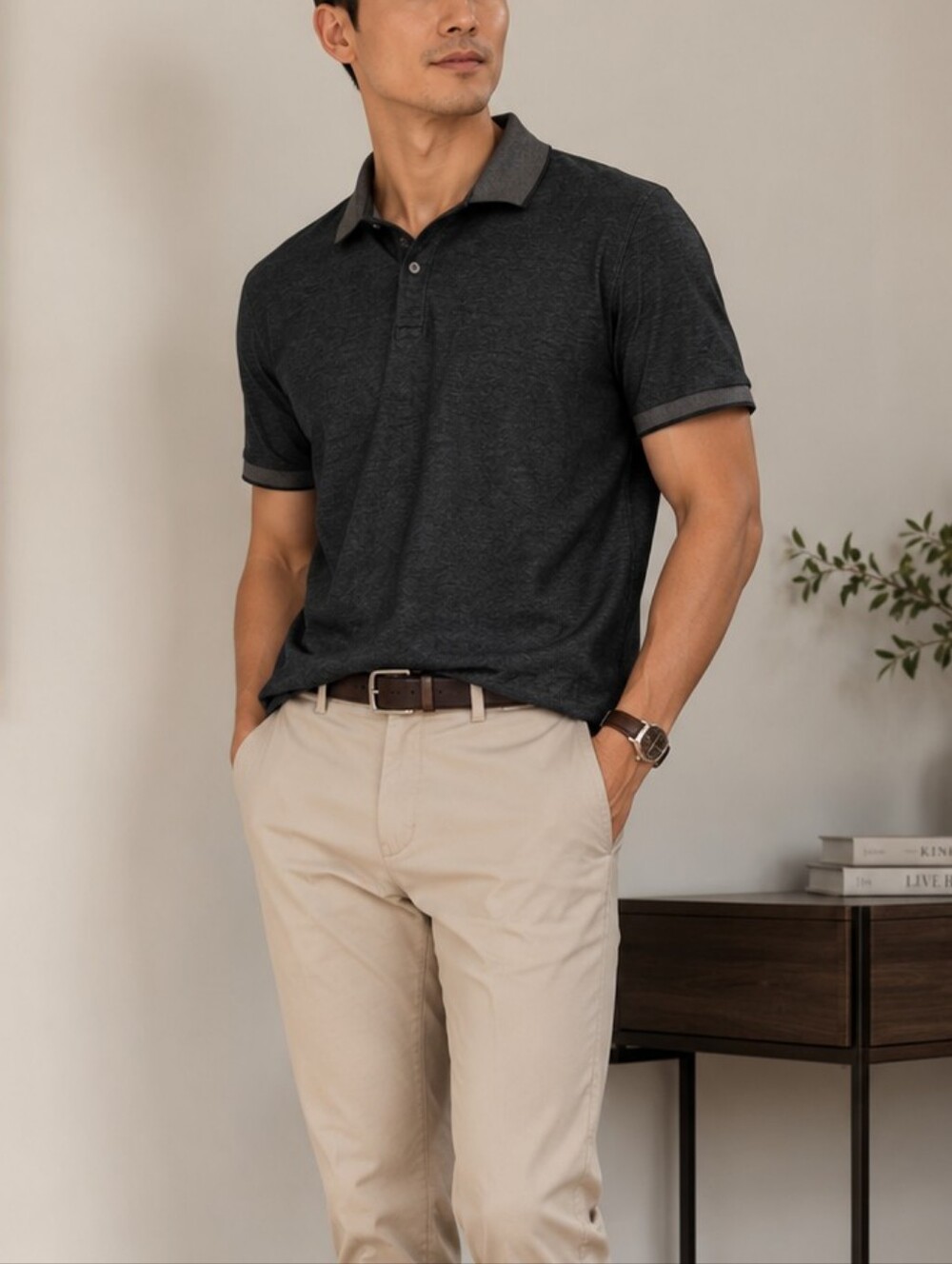 Calvin Klein Men’s Polo Shirt L Contrast Collar Short Sleeve